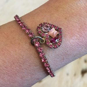 Pink Rhinestone Bracelet with Heart Charm